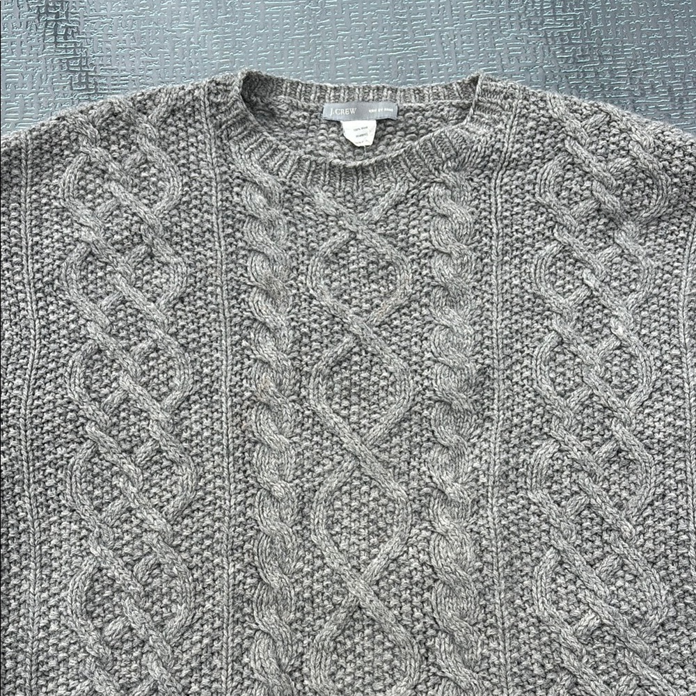J Crew Old School Gray Cable Knit Large